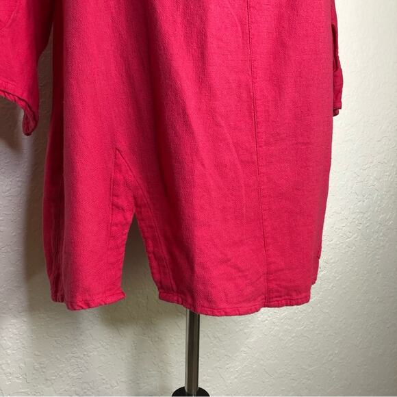 Soft Surroundings bright pink open sleeve v neck top size Petite Extra Large PXL - Picture 3 of 16